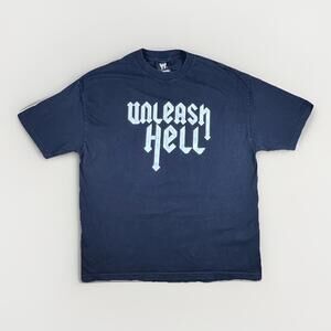 Vintage 00s Stone Cold Steve Austin Unleash Hell WWE Tee Shirt Double Sided XL .